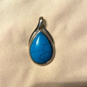 Lia Sophia Mojave turquoise tear drop shape pendant 1.75” long